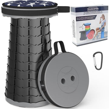 ALEVMOOM telescoping stool with cushion compact for travel and outdoor seating