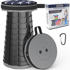 ALEVMOOM telescoping stool with cushion compact for travel and outdoor seating