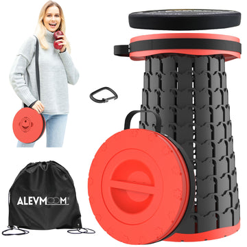 ALEVMOOM 18-1-inch XL stool folded for ultra-portable camping setup.