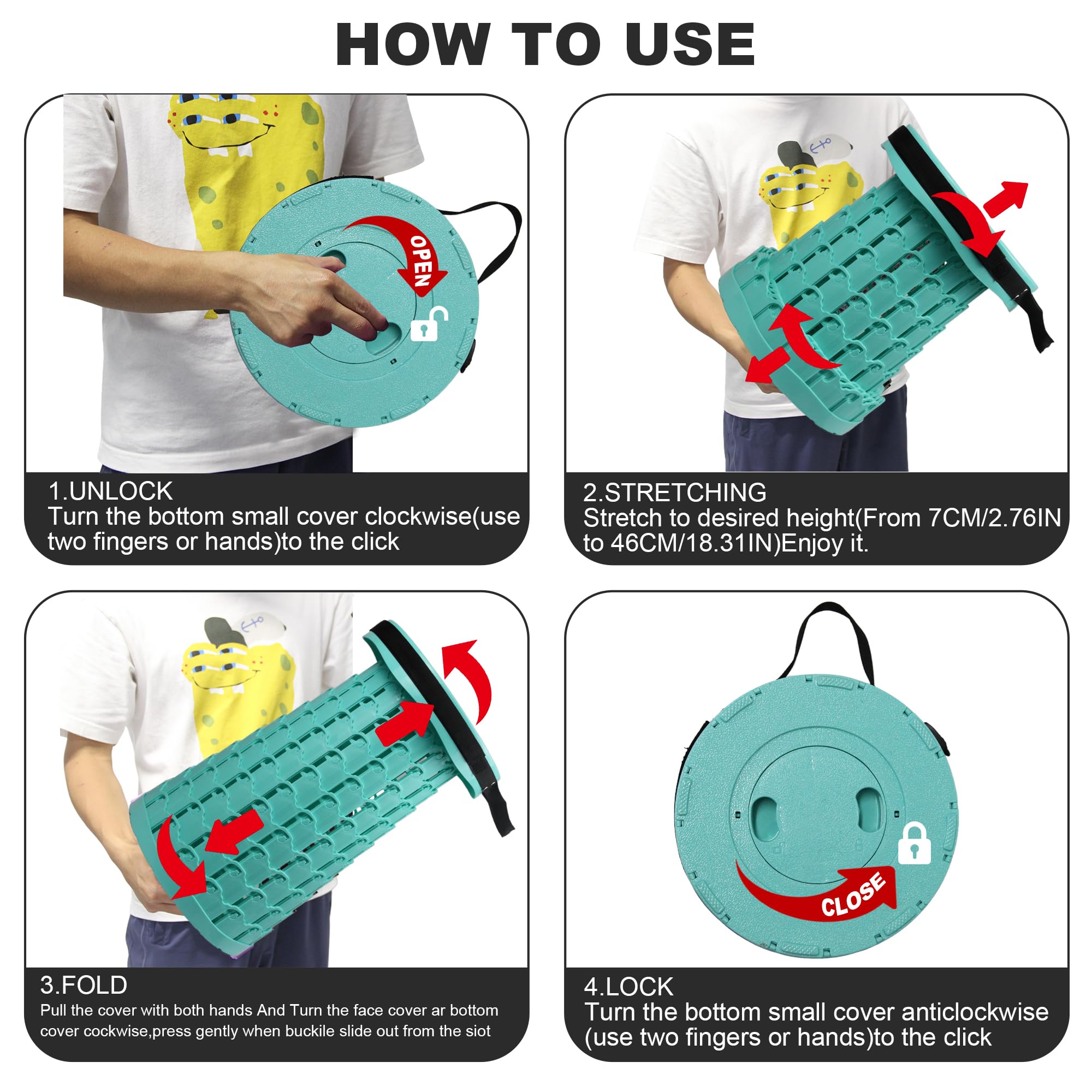 ALEVMOOM stool with carry strap for easy transport between locations.