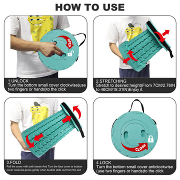 ALEVMOOM stool with carry strap for easy transport between locations.