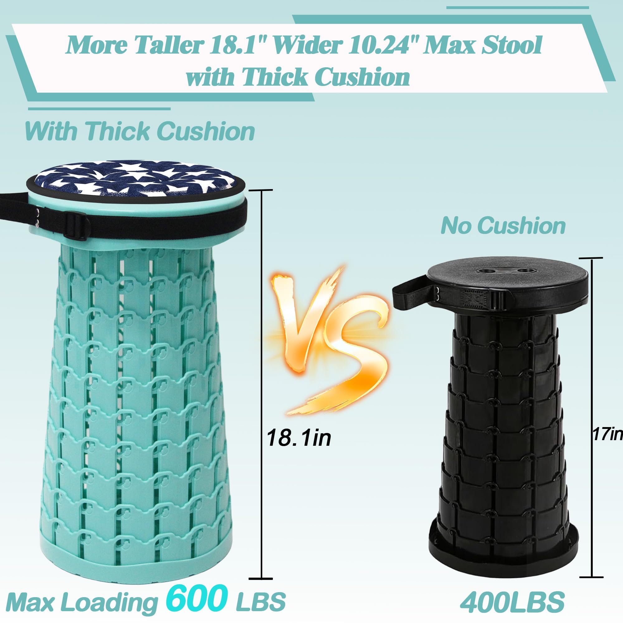 ALEVMOOM thick cushion provides comfortable seating on outdoor adventures.