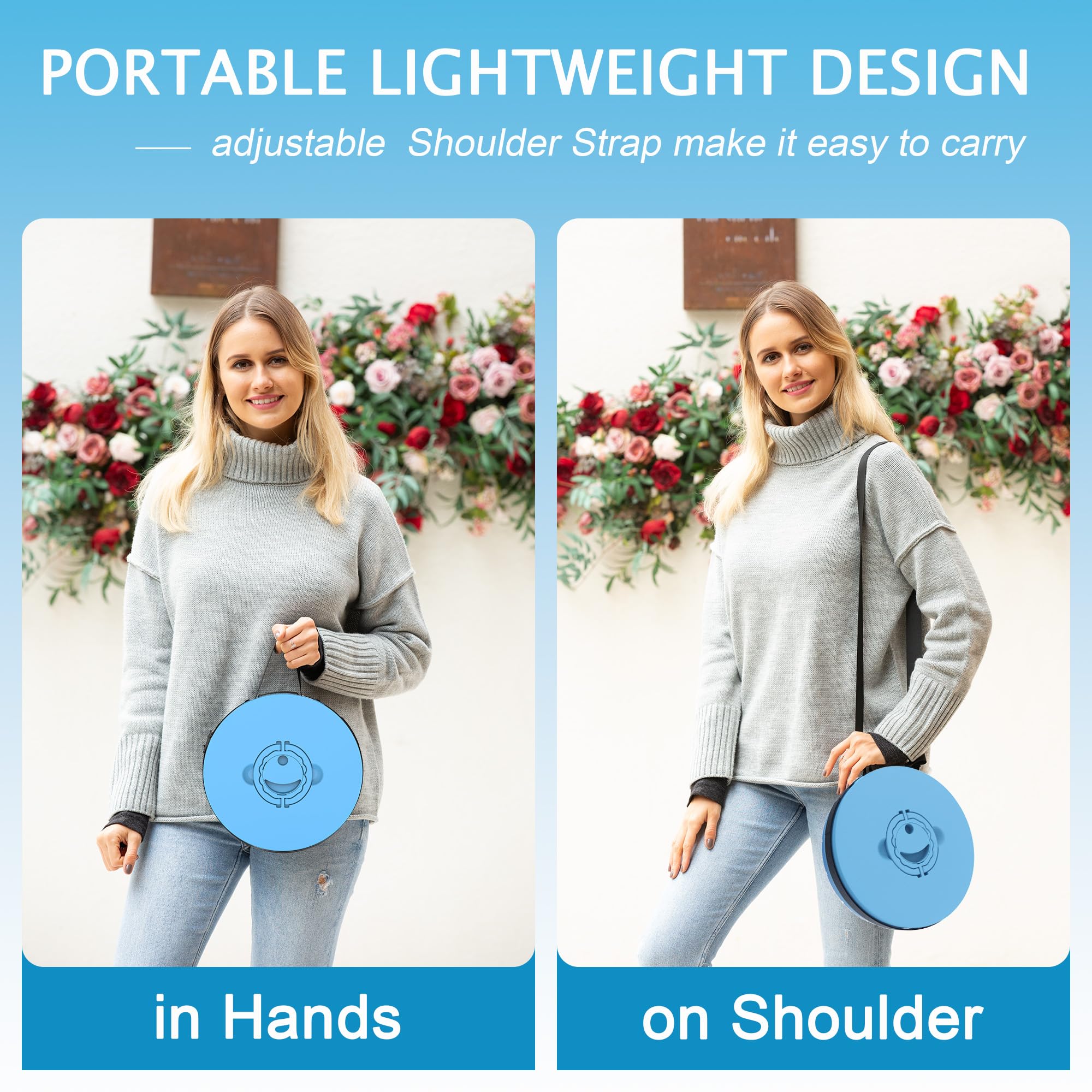 ALEVMOOM XXL shoulder strap enables hands-free carrying.