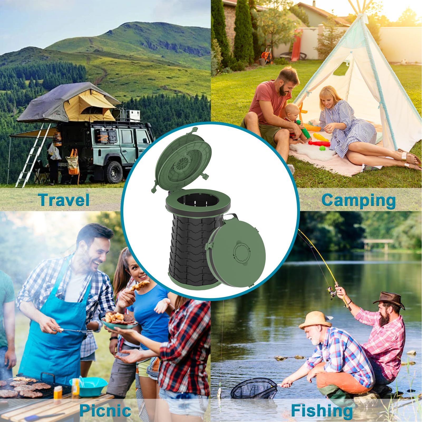 ALEVMOOM XXL portable toilet multiuse emergency versatility as toilet or stool