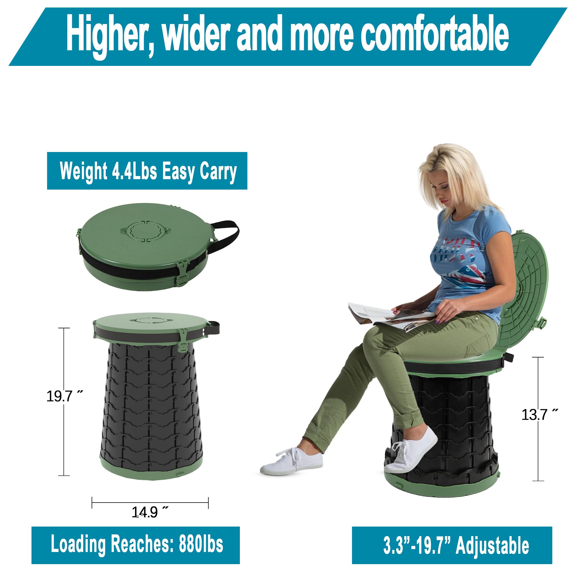 ALEVMOOM XXL portable toilet wide-seat provides ample seating space for comfort