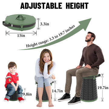 ALEVMOOM XXL portable toilet extended height demonstrates adjustable range for comfortable use