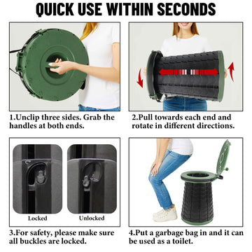 ALEVMOOM XXL portable toilet with carry strap and handle for easy transport