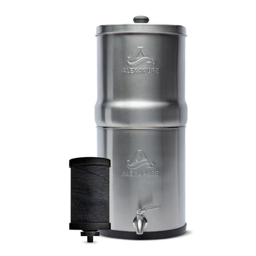 Alexapure Pro gravity block filter shown for clean drinking water at home