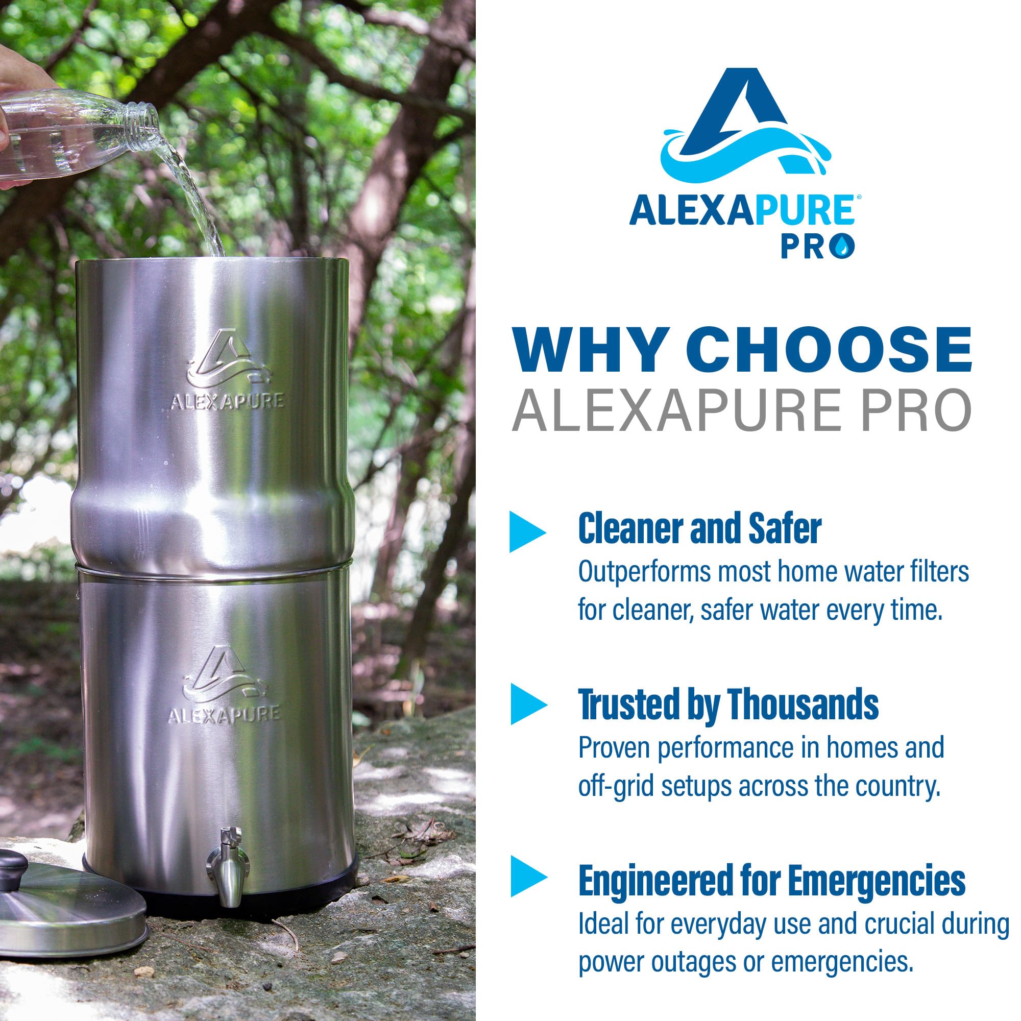 Alexapure Pro lid and knob assembly for secure, mess-free operation