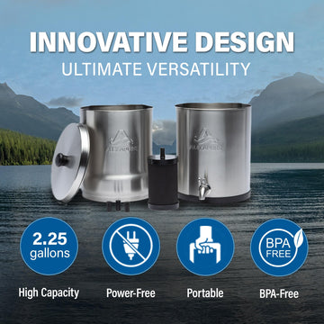 Alexapure Pro spigot assembly enabling easy pour of purified water