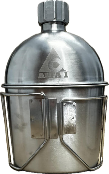 ALFA1 GI canteen body shows durable stainless steel for reliable outdoor hydration.