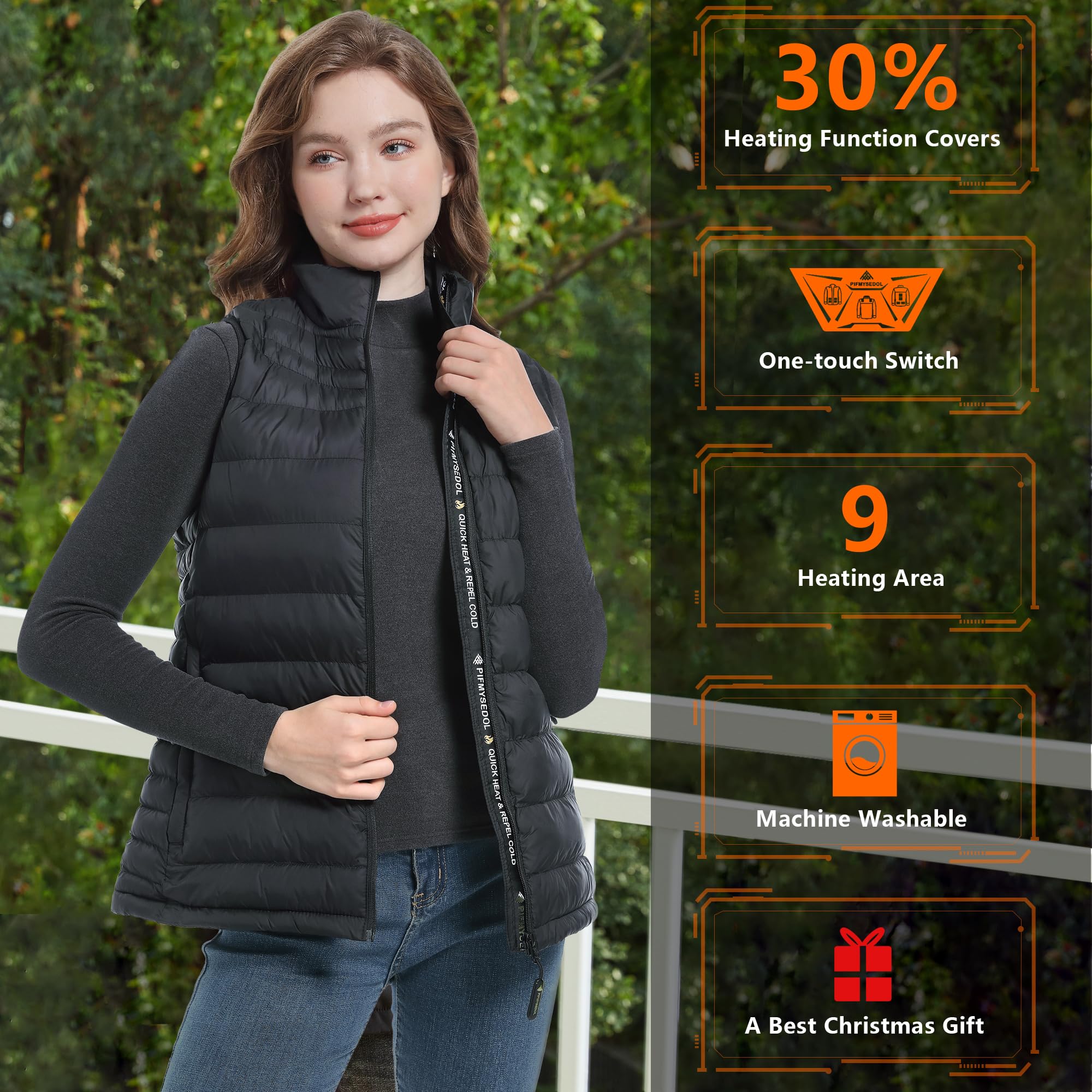A ALFRESCOOL alfrescool heated vest back view shows full torso warmth outdoors.