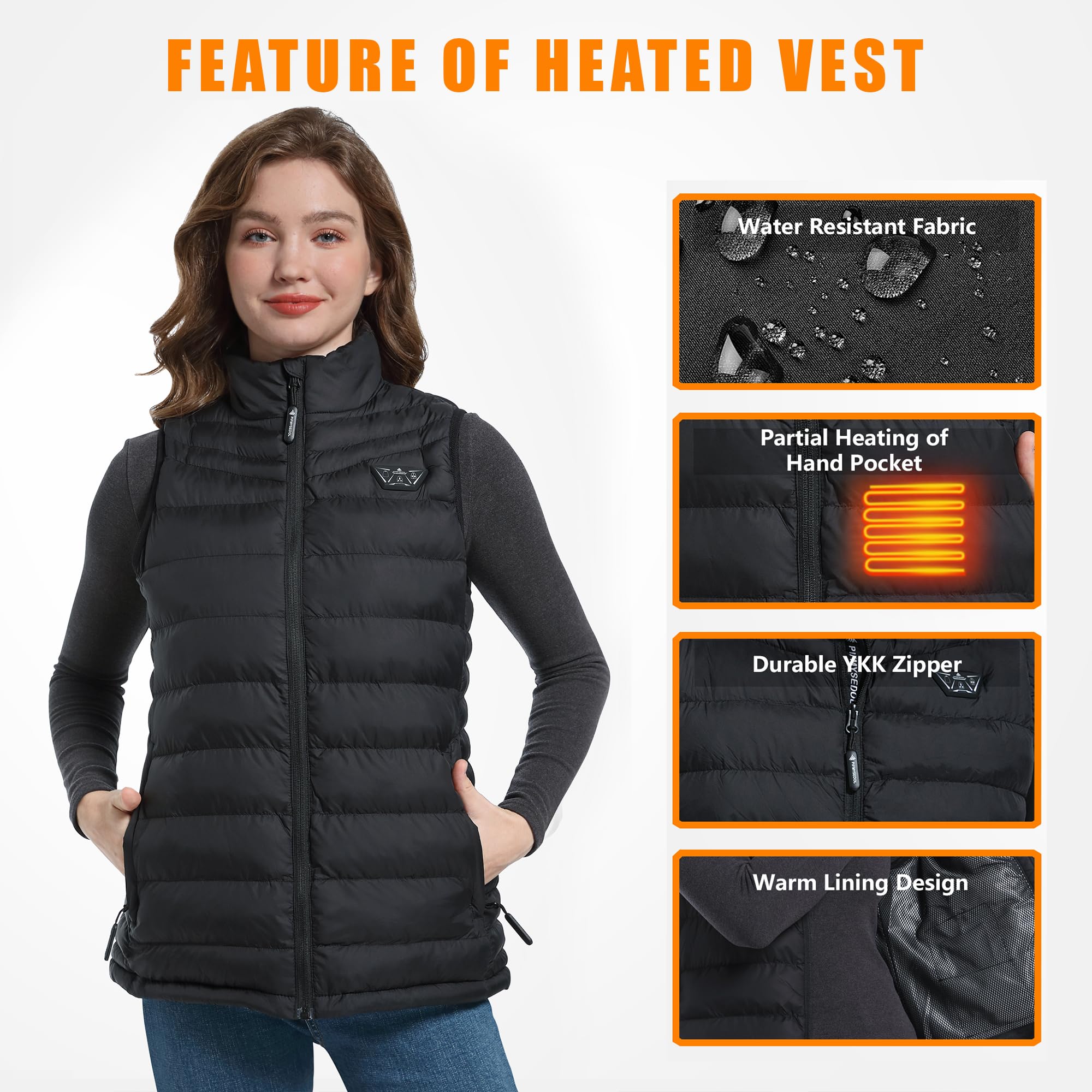 The collar control on the alfrescool heated vest demonstrates neck heat tuning.