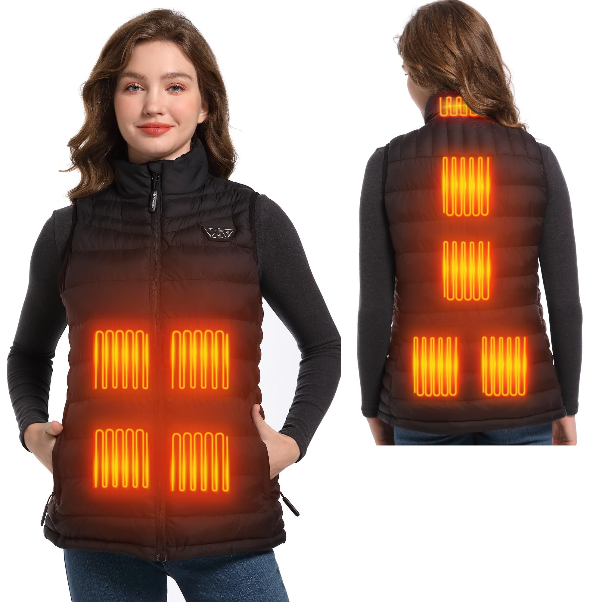 A ALFRESCOOL alfrescool heated vest front view offers all-around warmth on cold days.