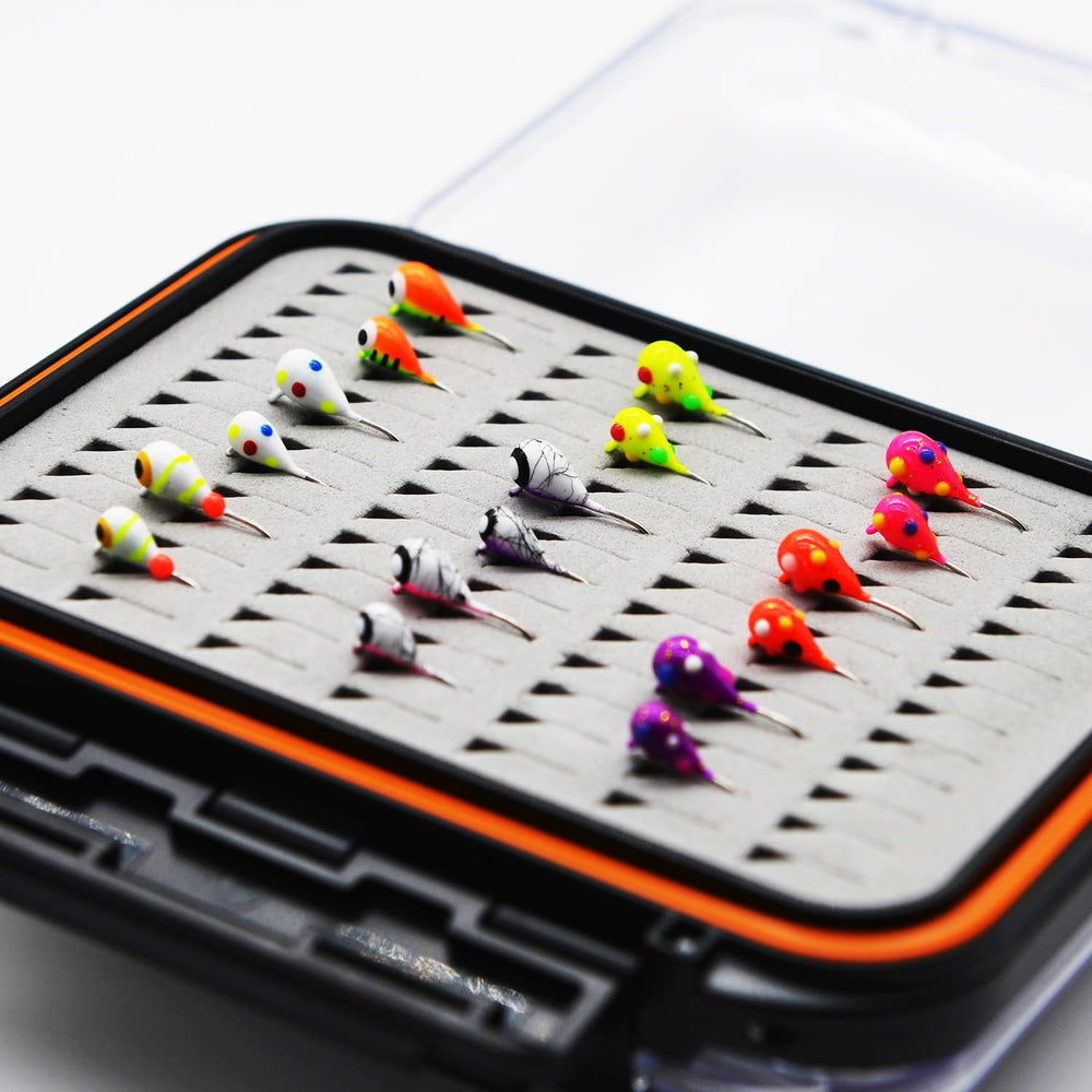 Alichino tungsten ice jigs showing 4mm and 5mm sizes