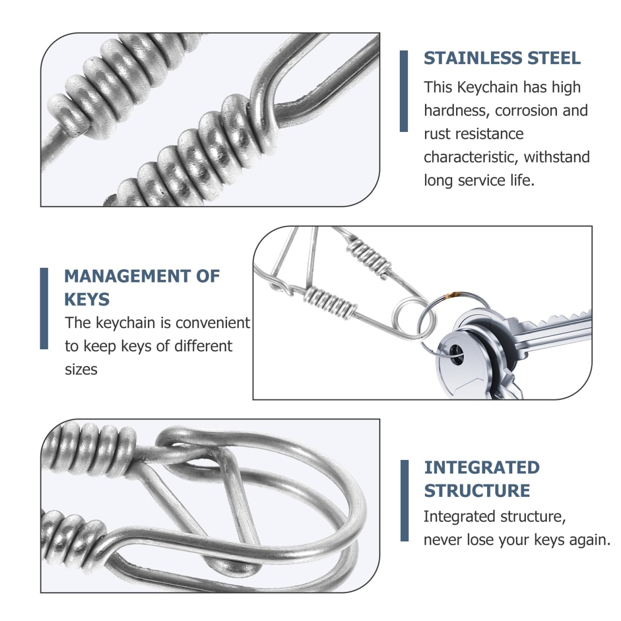 Alipis stainless steel keychain hook shows sleek, durable construction