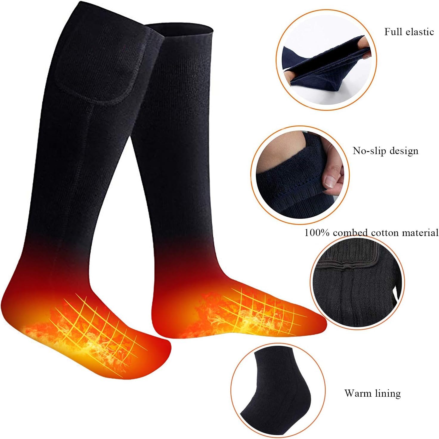 ALITERCY dual-battery heated socks with secure battery boxes for long warmth