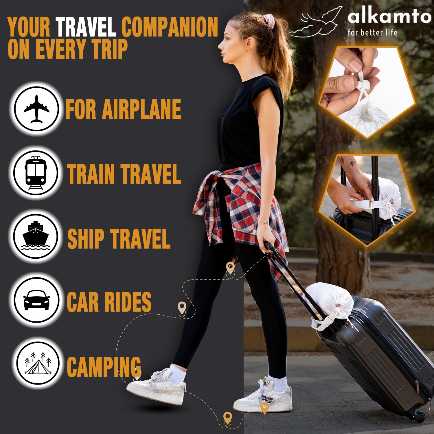 alkamto travel pillow extra cover highlights washable cotton option