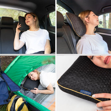 alkamto travel pillow memory foam contour adapts to head and neck.