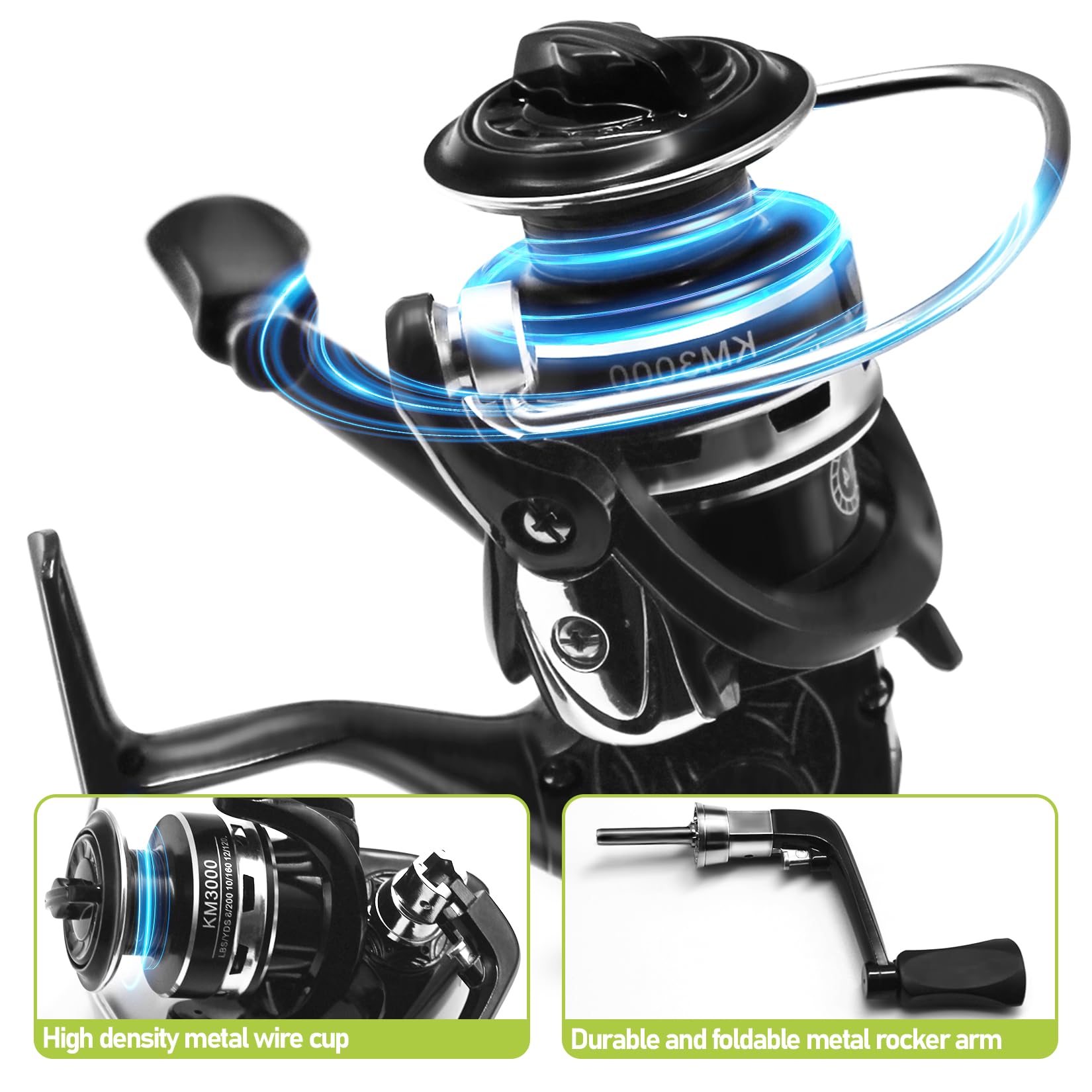 All-in-one fishing kit bundle including rods, reels, lines, lures, hooks, lip gripper, and carrier bag