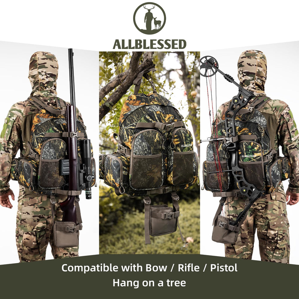 ALLBLESSED hunting backpack side pocket demonstrates organized storage for quick gear access