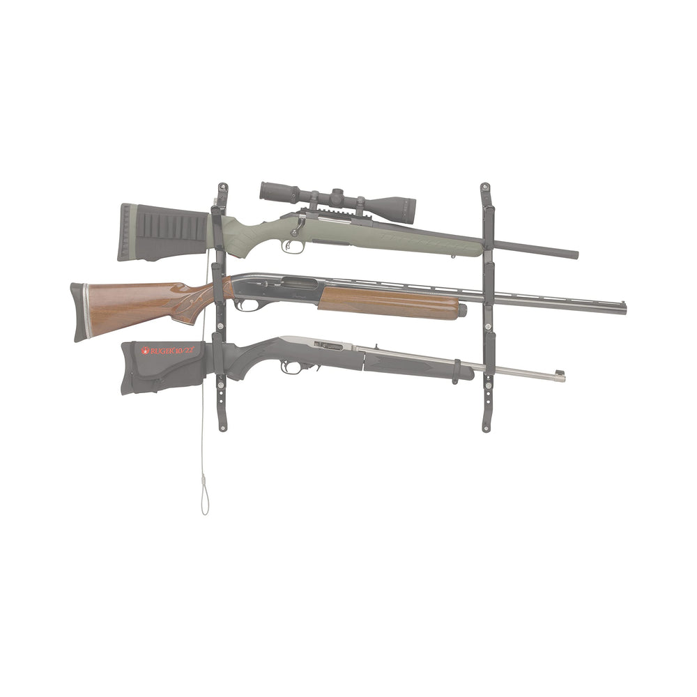 Gun rack designed to hold firearms and tools securely