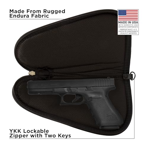 Open case ready to store a handgun with padding