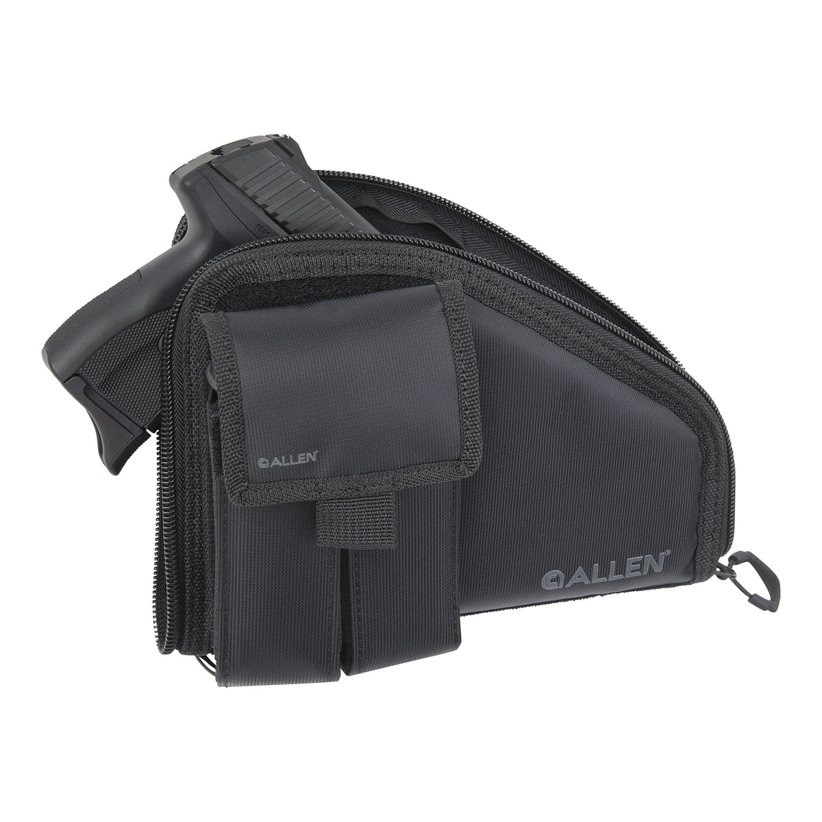 Allen Company pistol case with detachable mag pouch exterior and padded interior
