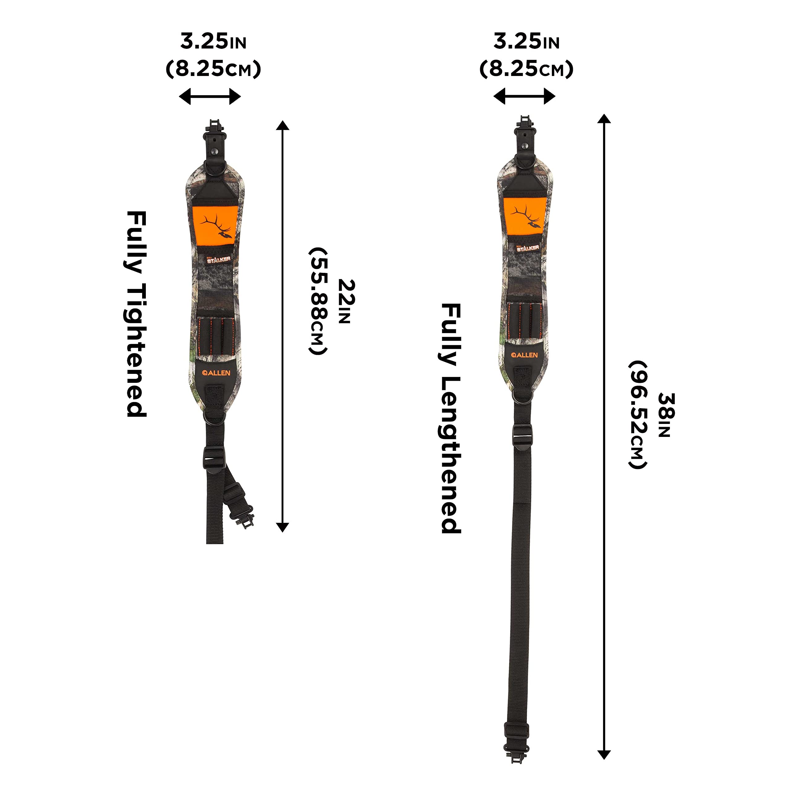 Close-up of padding and rugged webbing on camo sling