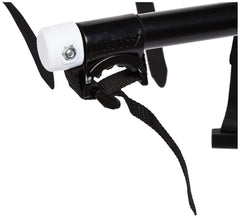 Close-up of Allen's 15-inch carry arms securing bicycles on the rack.