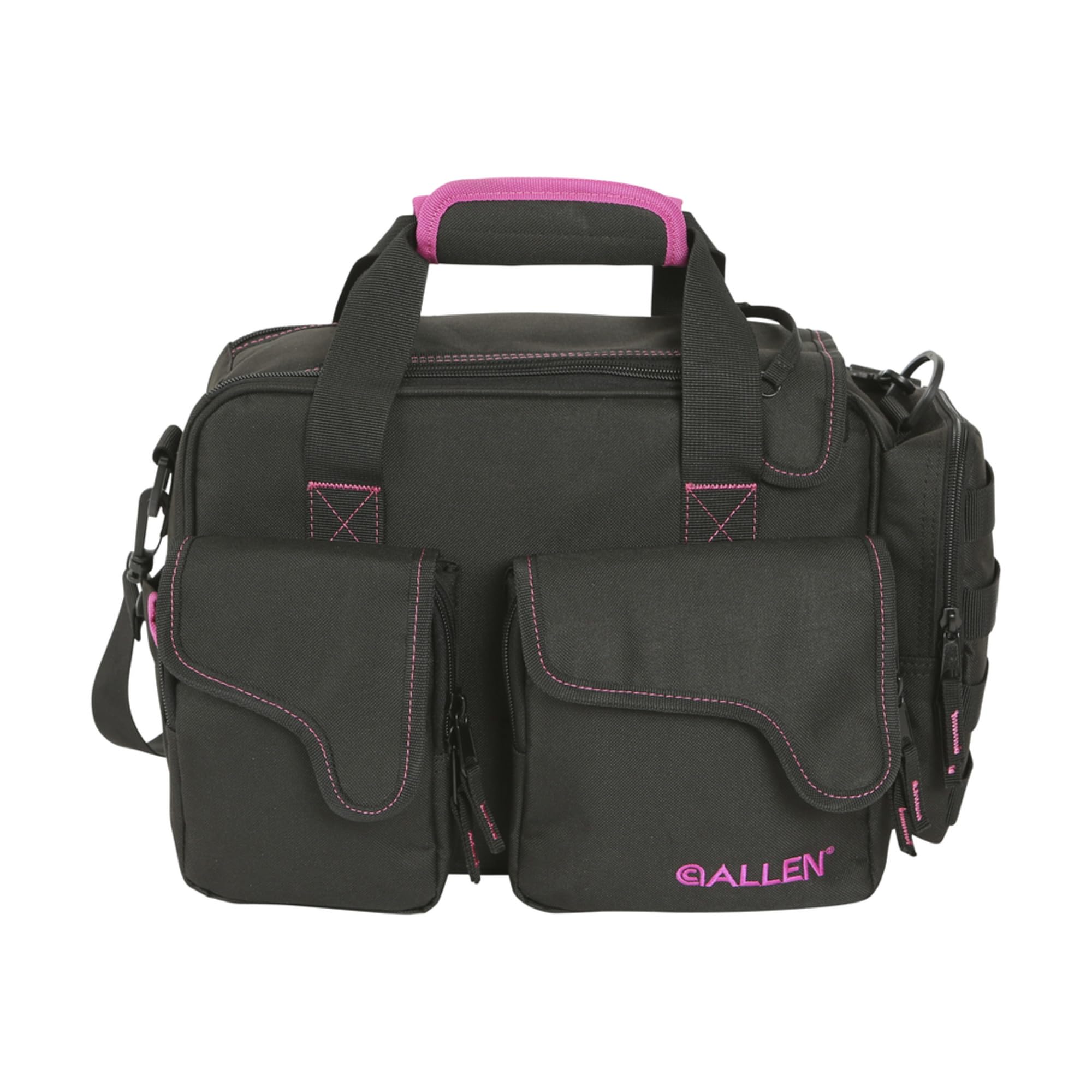 Allen Company Dolores Women's Compact Shooting Range Bag in black and pink, front view