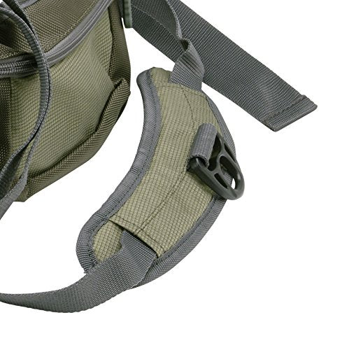 Allen Eagle River lumbar pack net-d-ring secures a landing net while hiking.