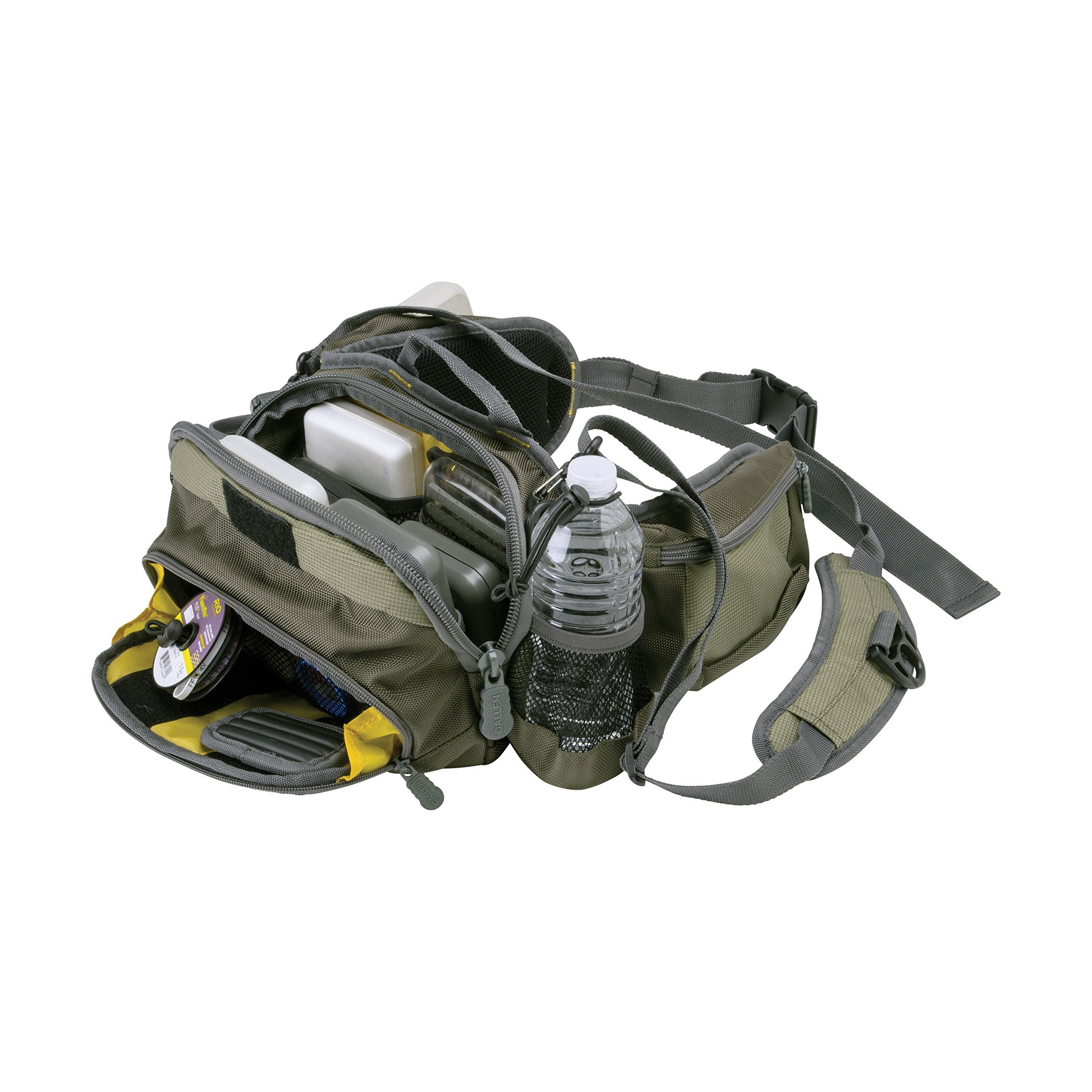 Allen Eagle River lumbar pack tippet-tender-fly-patch keeps essentials organized during a long day.
