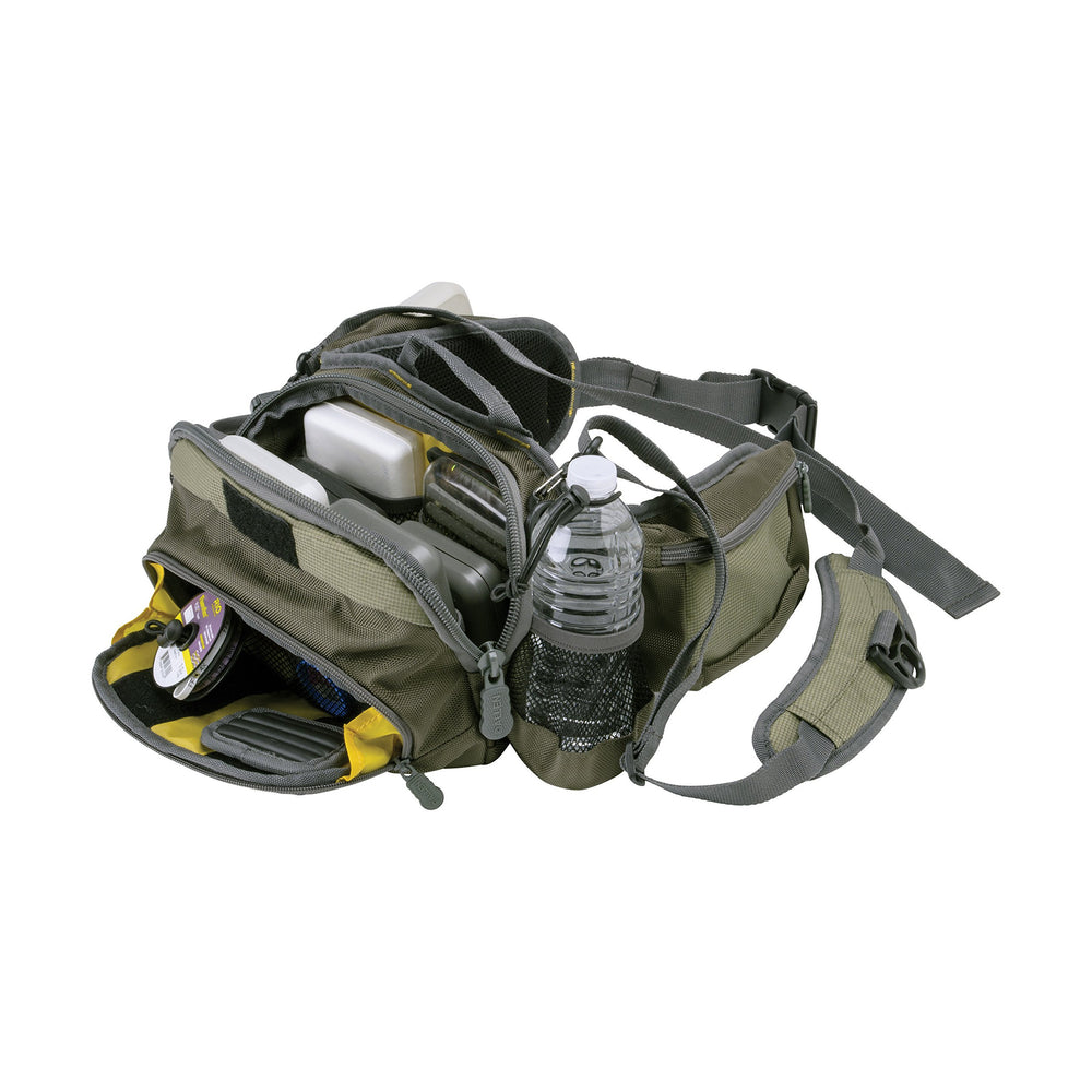 Allen Eagle River lumbar pack tippet-tender-fly-patch keeps essentials organized during a long day.
