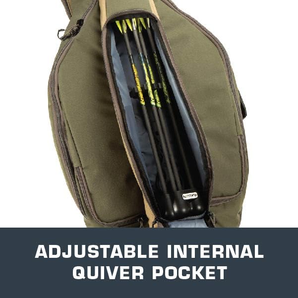 AC ALLEN olive and tan crossbow case with exterior pockets for bolts and quivers.