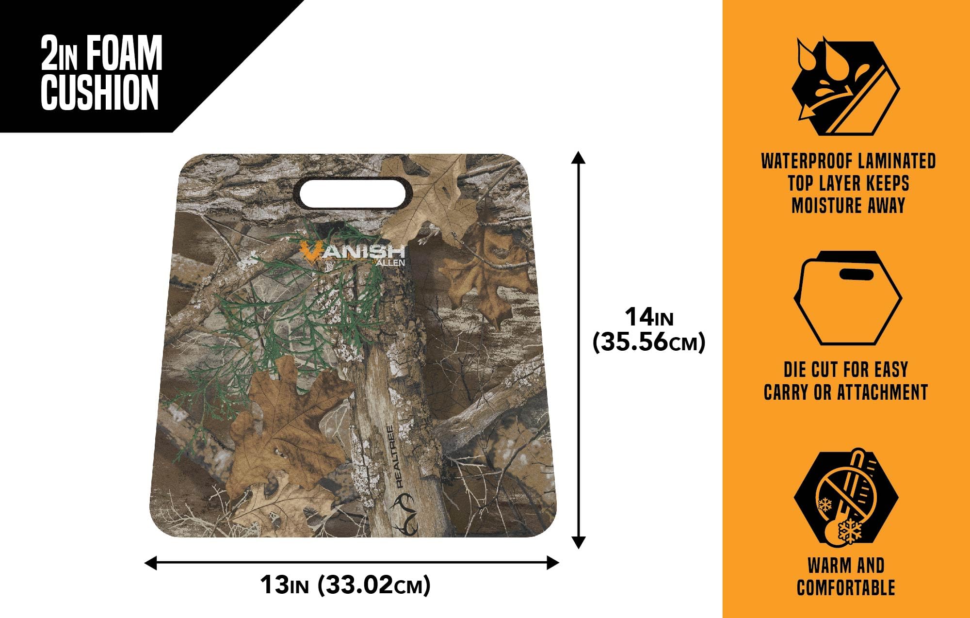 Allen Vanish cushion close-up of waterproof laminated top layer for wet conditions