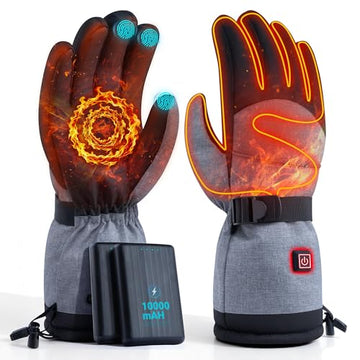 ALLJOY heated gloves worn outdoors showing warm hands for winter activities.