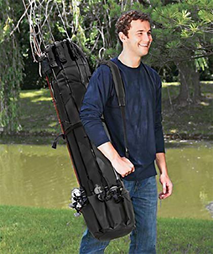 Exterior side view showing 5-rod capacity and exterior pockets