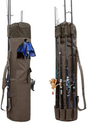 Allnice canvas fishing rod and reel organizer bag exterior view