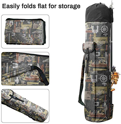 Allnice fishing bag quick fastener strap secures gear during transit