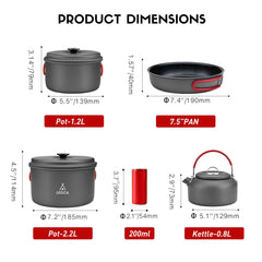 Alocs compact kettle and pots stacked for easy packing