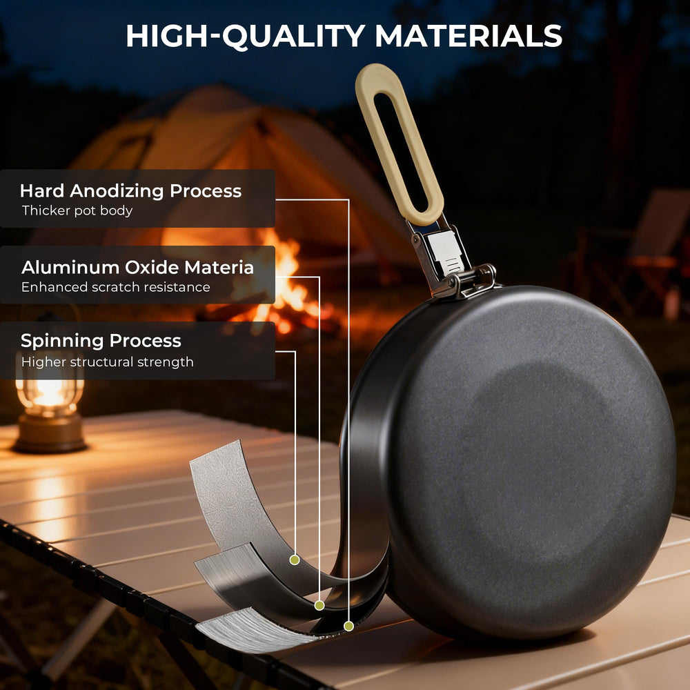 Alocs foldable heat-resistant handle secured for safe grip during outdoor meals.