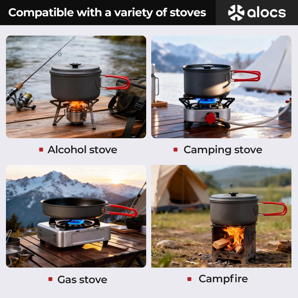 Alocs folding heat-resistant handles ensure safe, comfortable gripping during travel.