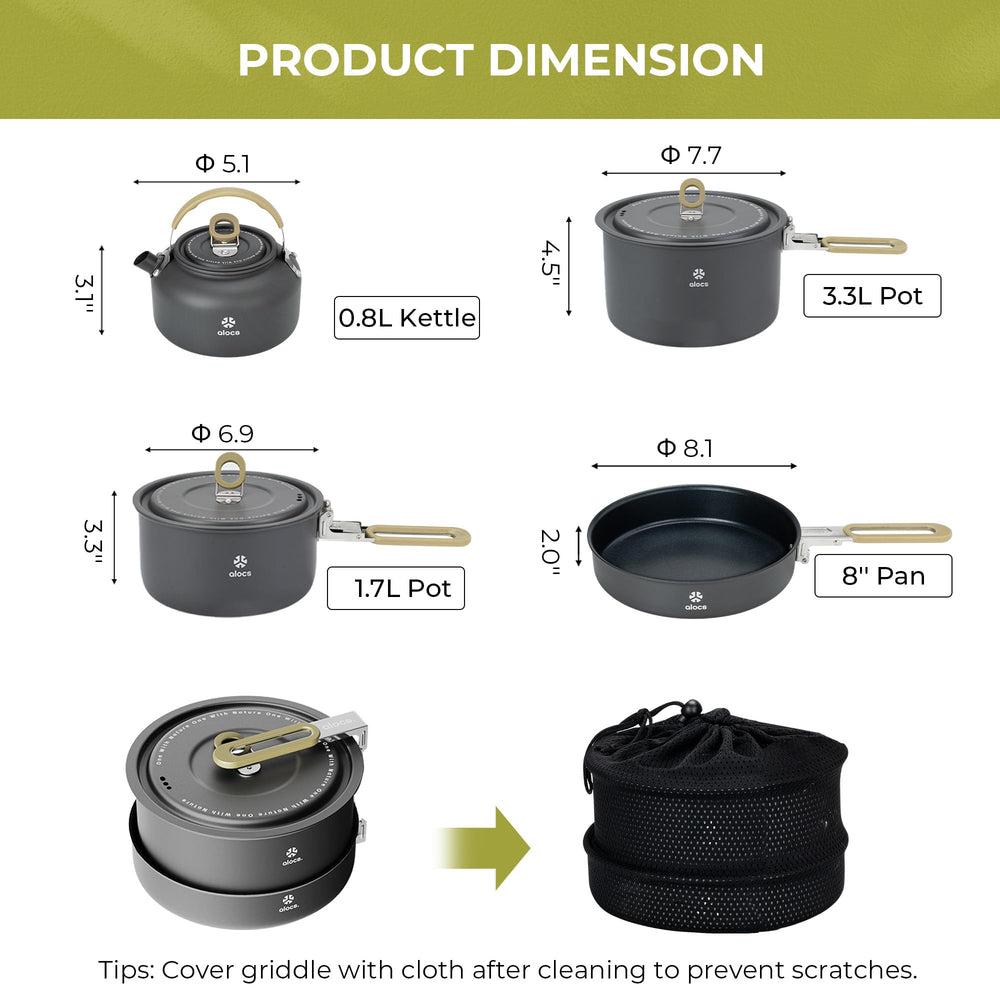 Alocs hard-anodized aluminum construction designed for durable camping use.