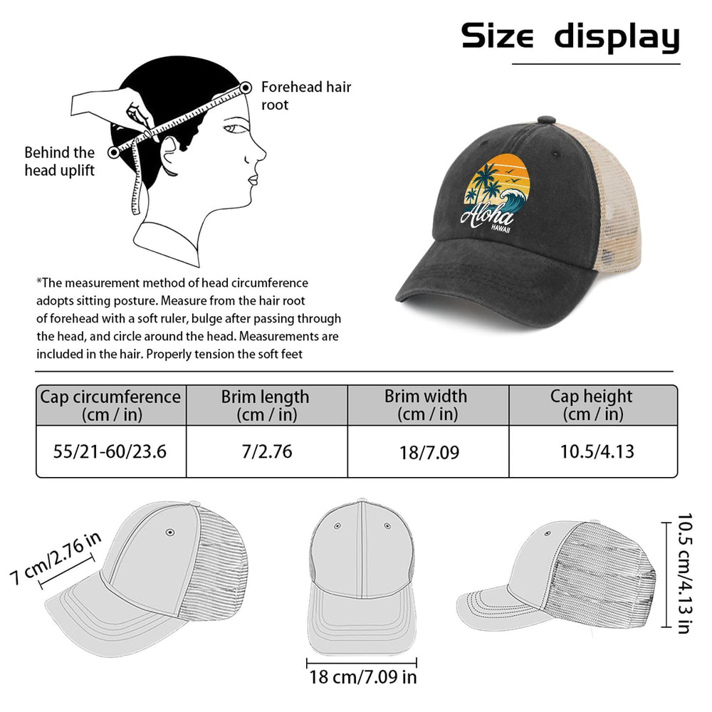 Aloha Hawaii Sun Hats garde cap back button adjustable for secure wear