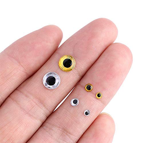 Alomejor 3D molded eyes with black pupils for easy application on surfaces.