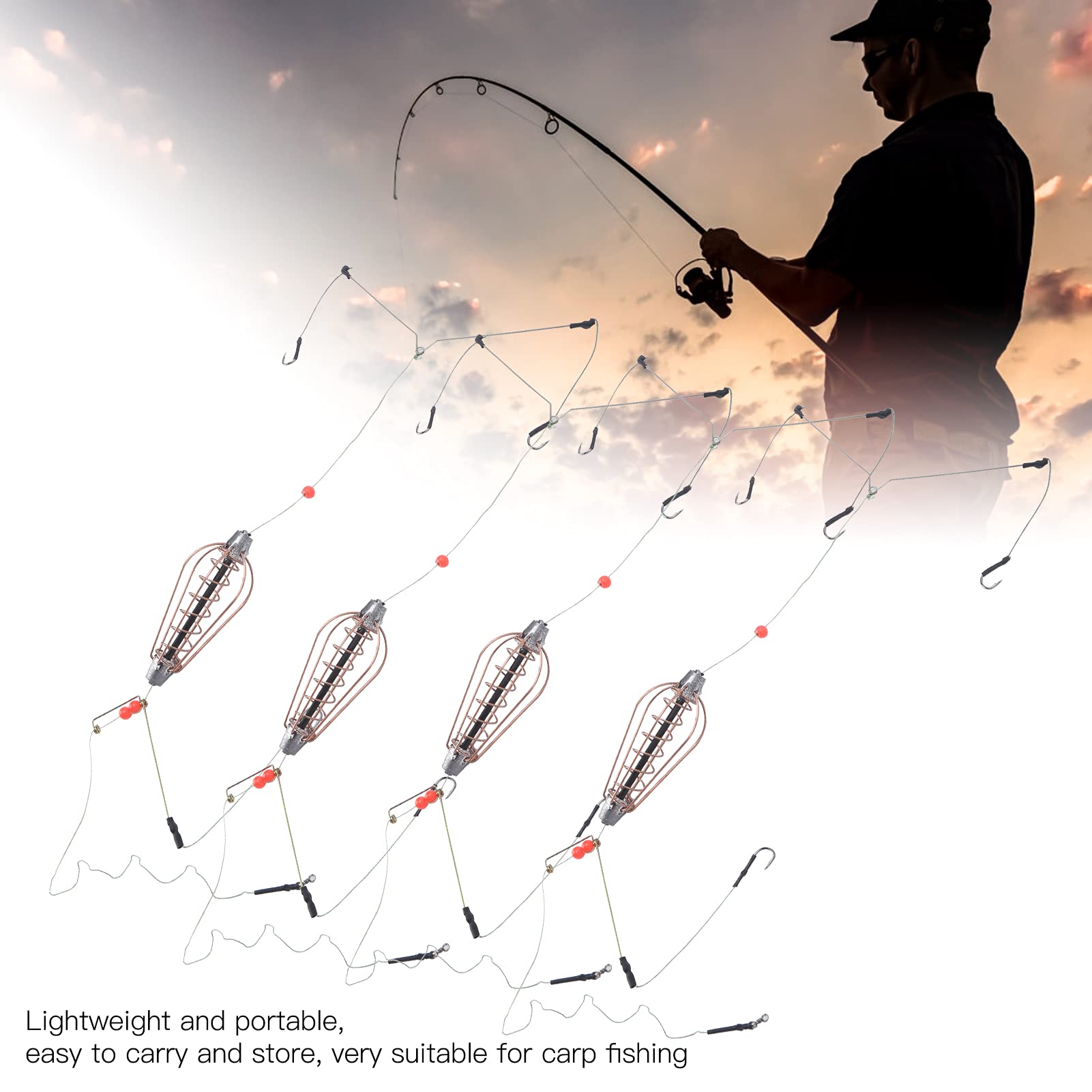 Alomejor 4Pcs Copper Spring Bait Cage Set – Perforated cage