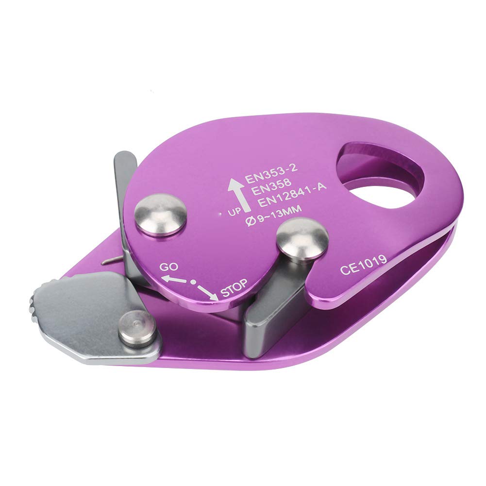 Alomejor climbing descender side view highlights lightweight aluminum construction for rugged outdoor use.