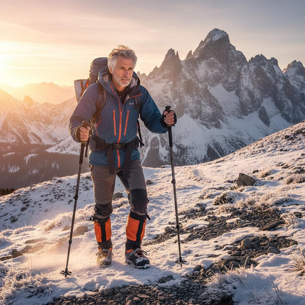 Alomejor clip-on basket for trekking poles ensures quick deployment.