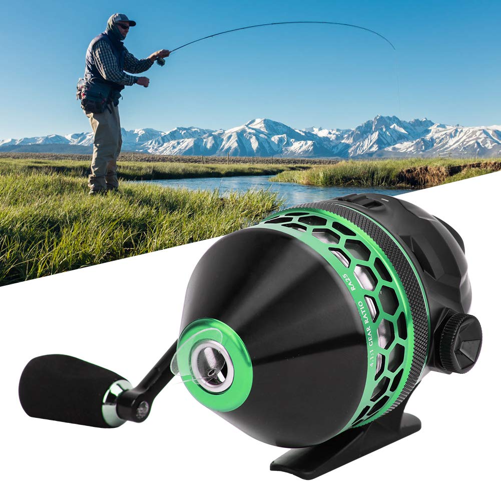 Alomejor closed-face reel side profile showing compact design and smooth operation.